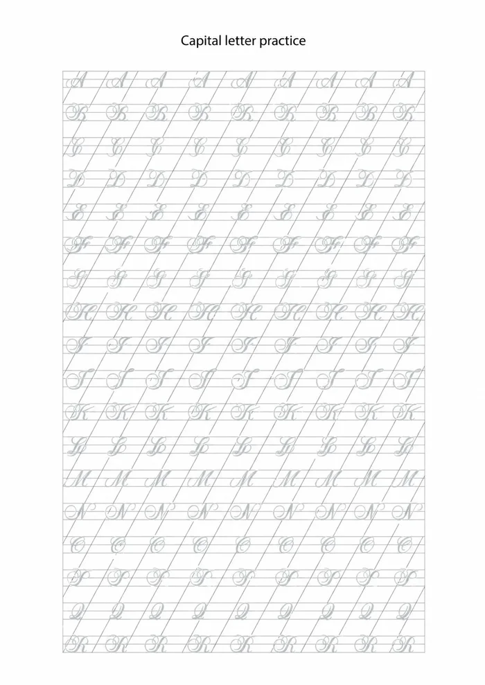 Capital letter practice sheet — translated heading